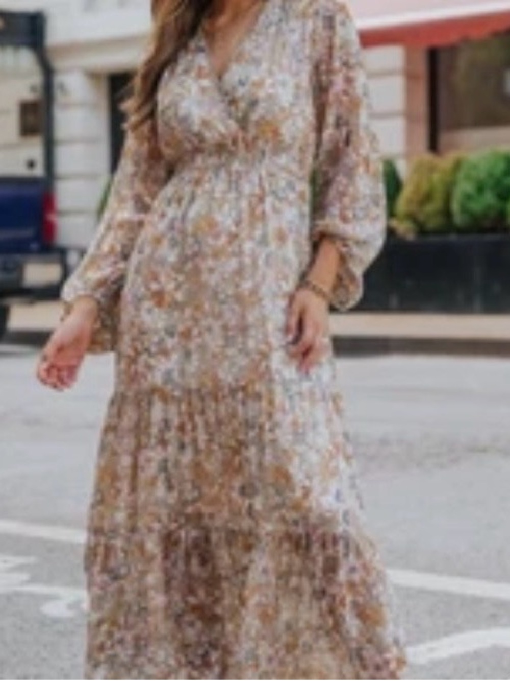 Magnolia Boutique Fall Sweetheart Floral Long Sleeve Midi Dress S